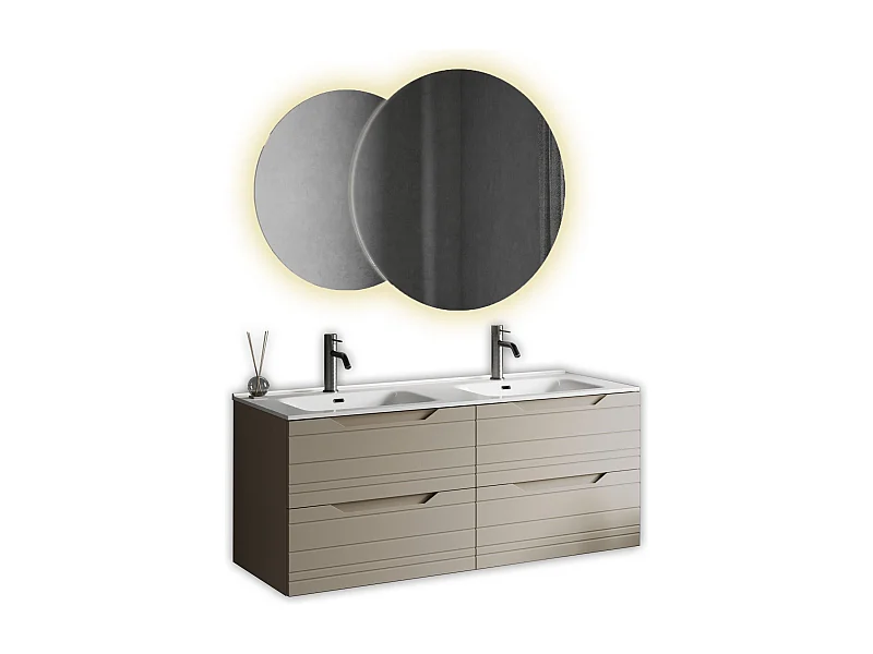 Composition double vasque SOLMIRA taupe