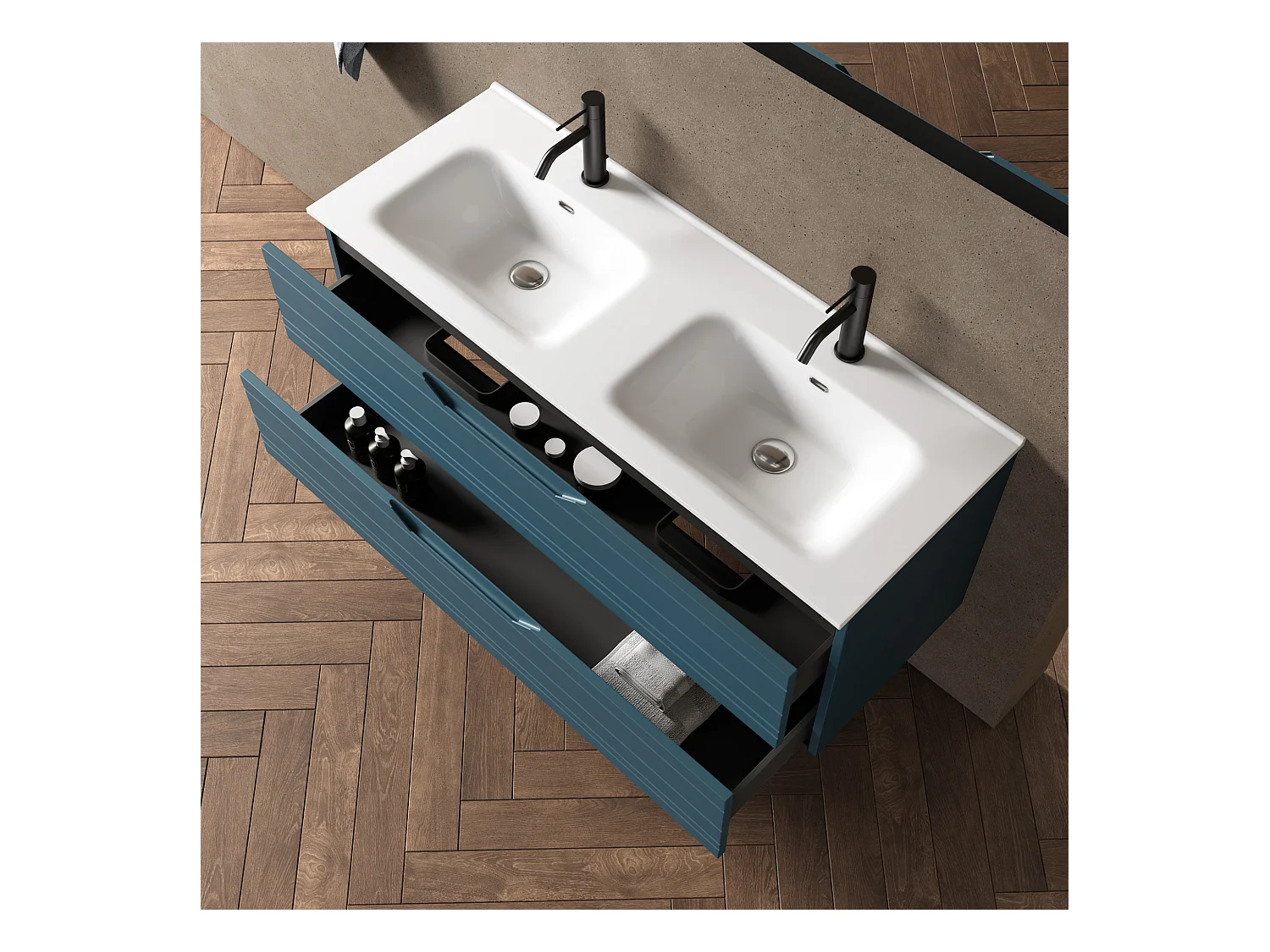 Composition double vasque 5 pièces SOLMIRA bleu