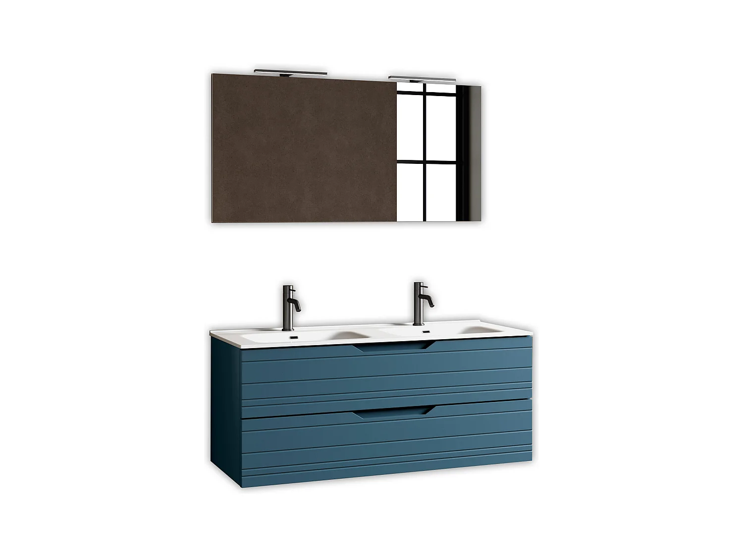 5-teiliges Set mit Doppelwaschbecken SOLMIRA blau