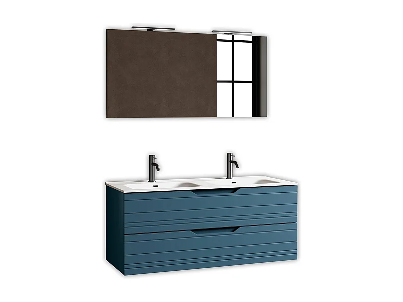 5-teiliges Set mit Doppelwaschbecken SOLMIRA blau