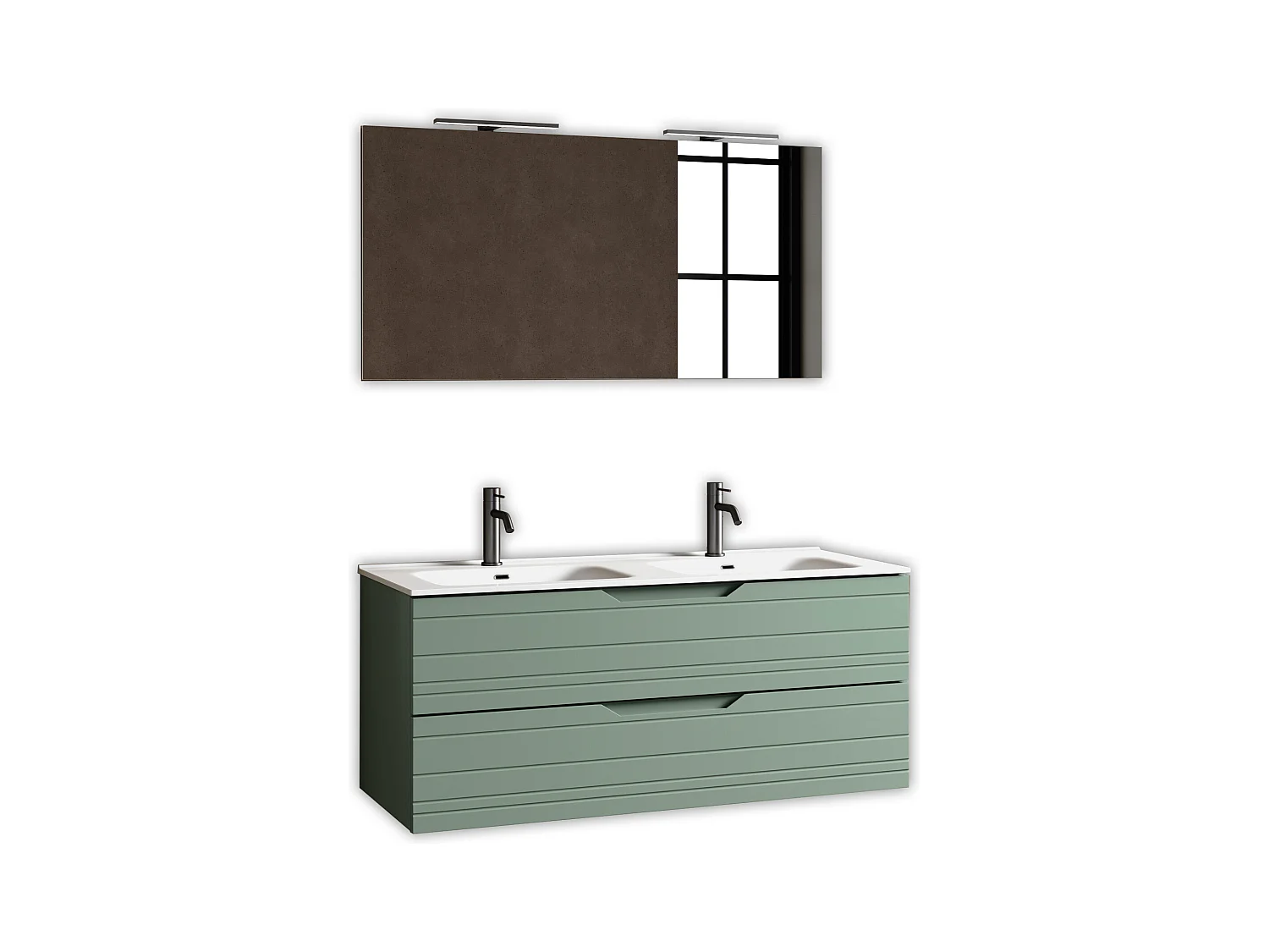 Composition double vasque 5 pièces SOLMIRA vert sauge