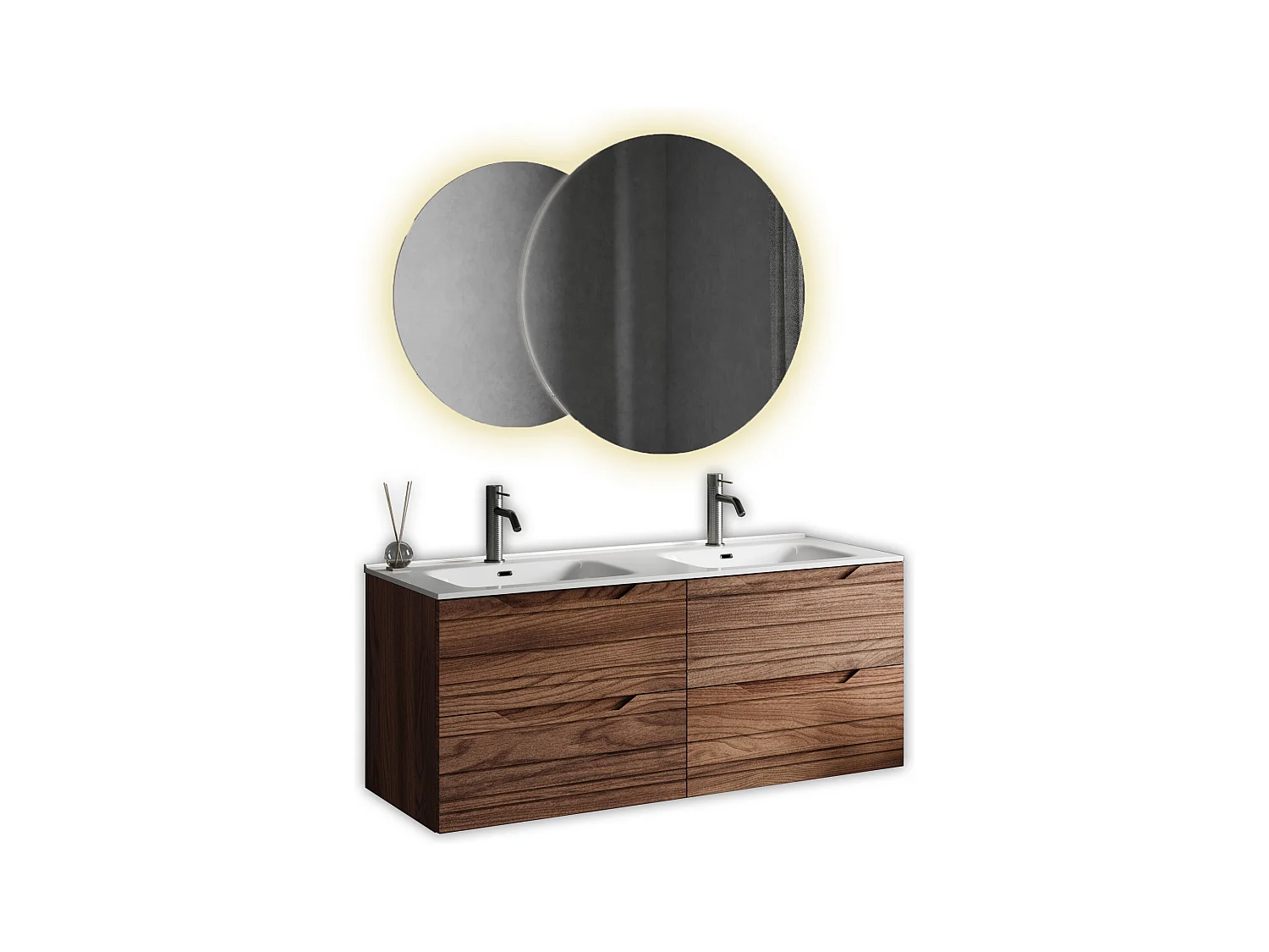 Composition double vasque SOLMIRA chêne Rio