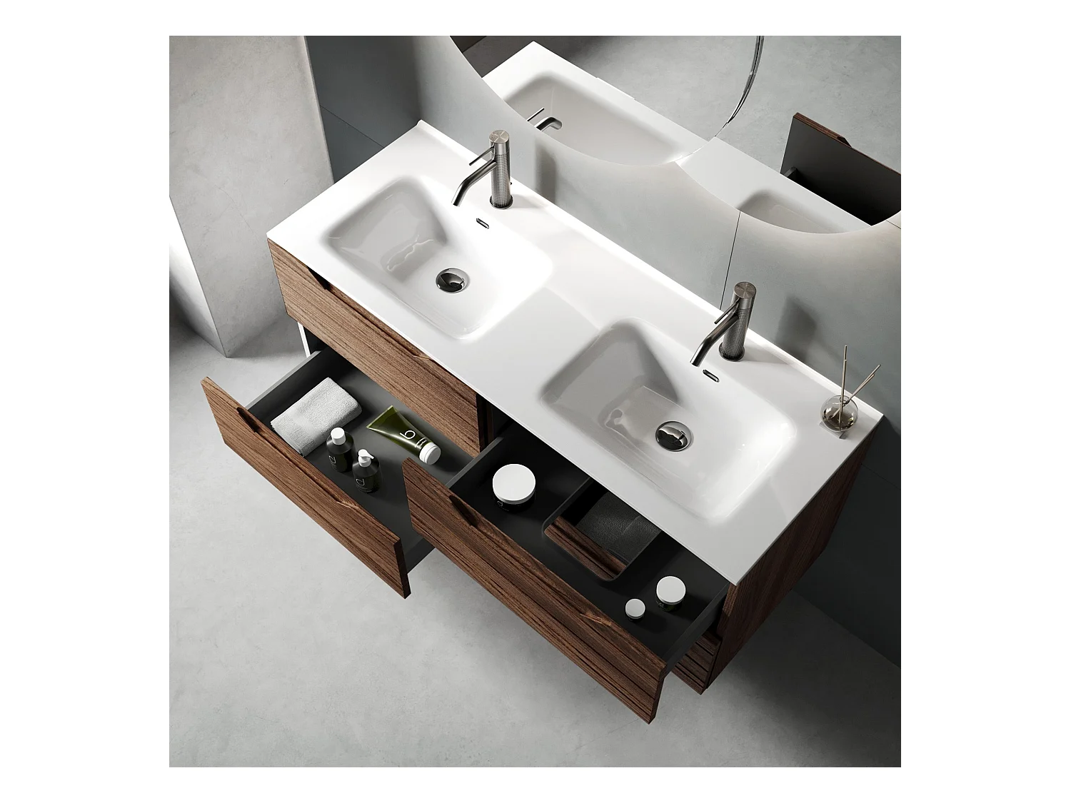 Composition double vasque SOLMIRA chêne Rio