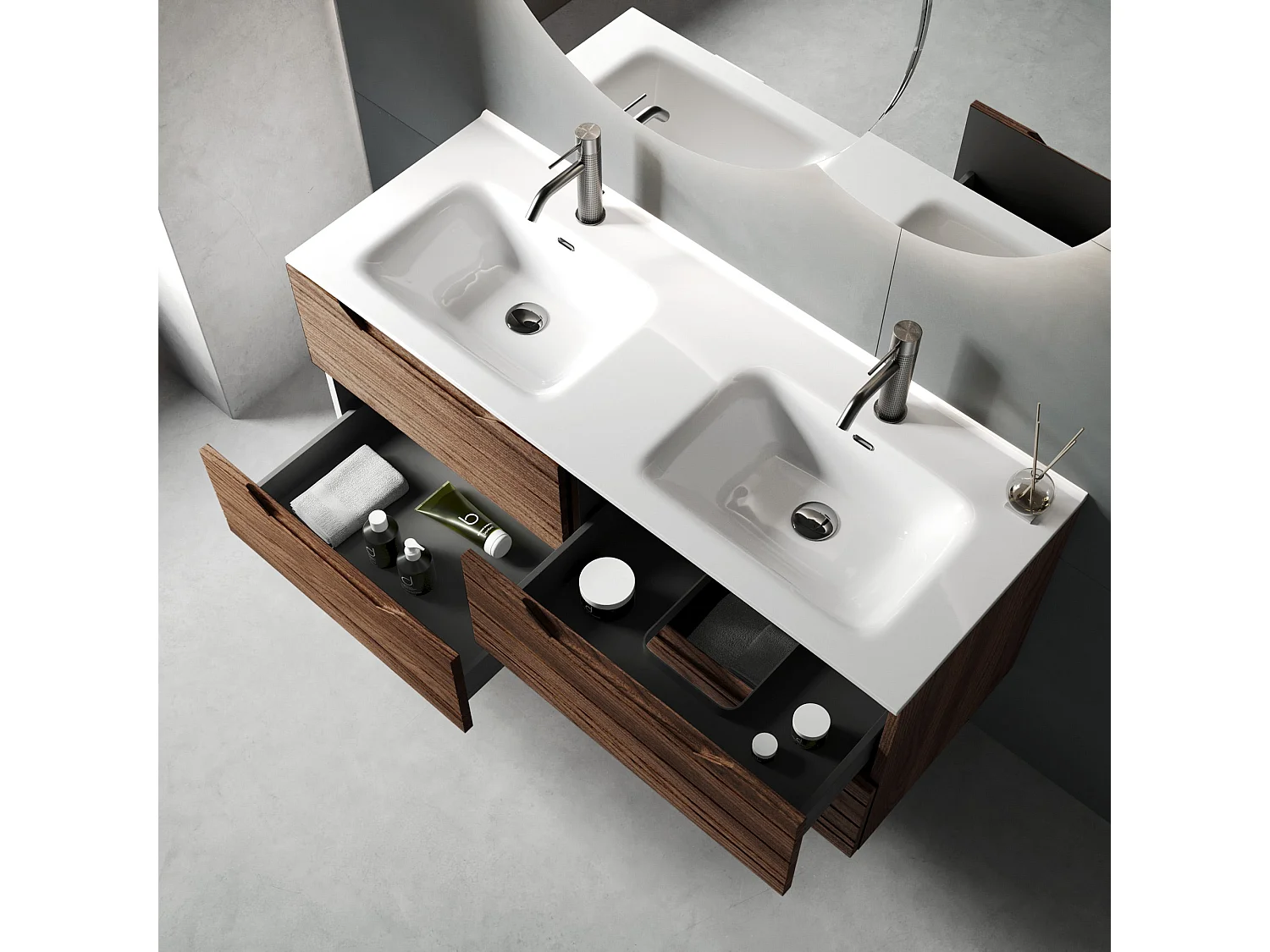 Komposition Doppelwaschbecken SOLMIRA Rio-Eiche