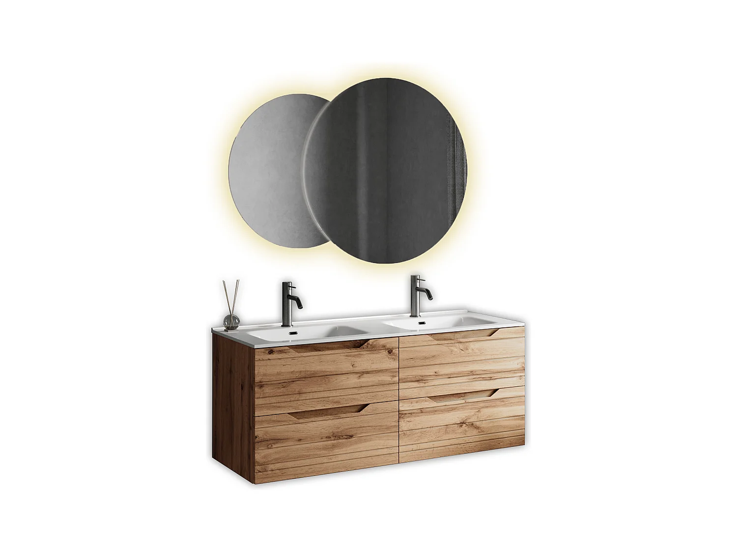 Composition double vasque SOLMIRA chêne