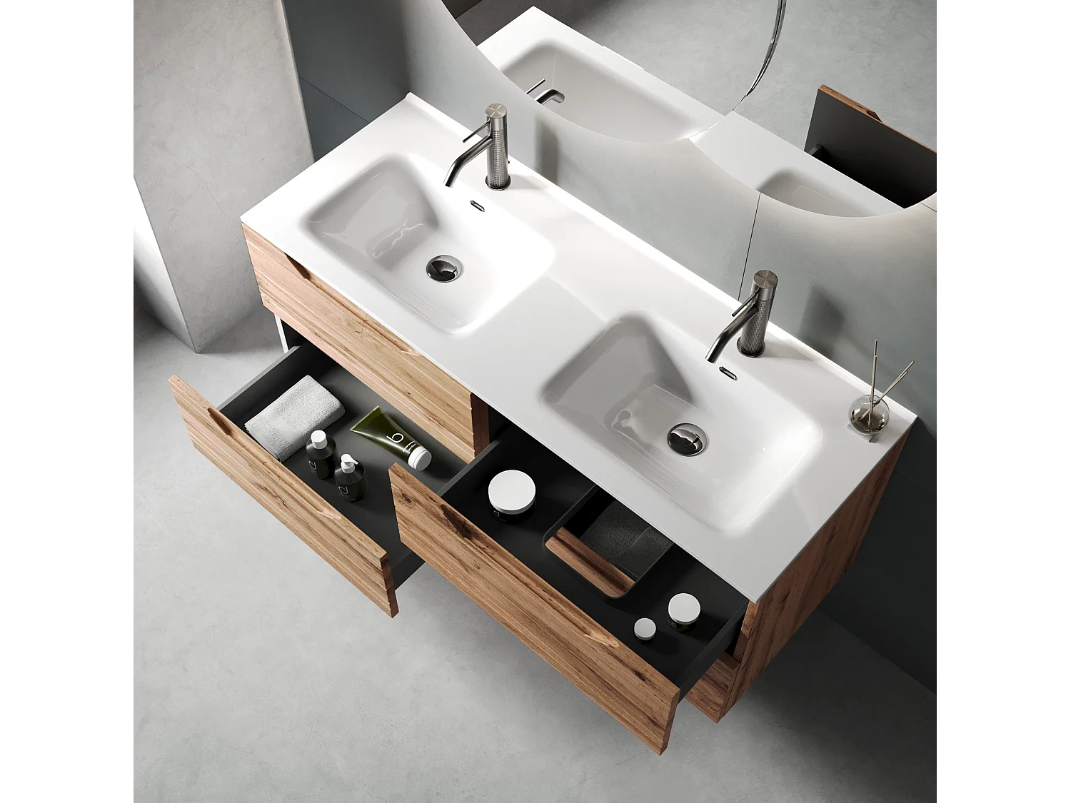 Composição banheira dupla SOLMIRA carvalho