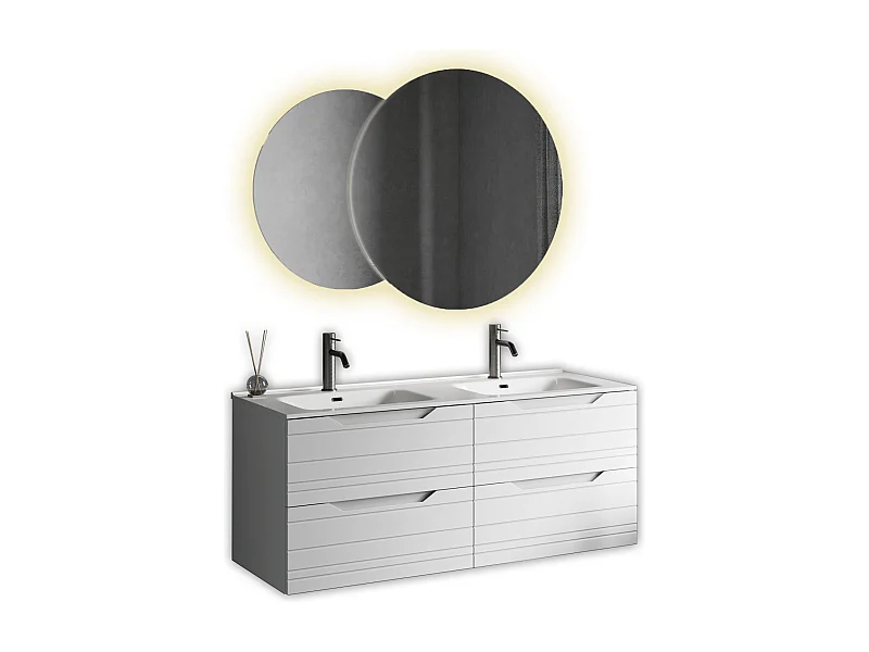 Composition double vasque SOLMIRA blanc mat