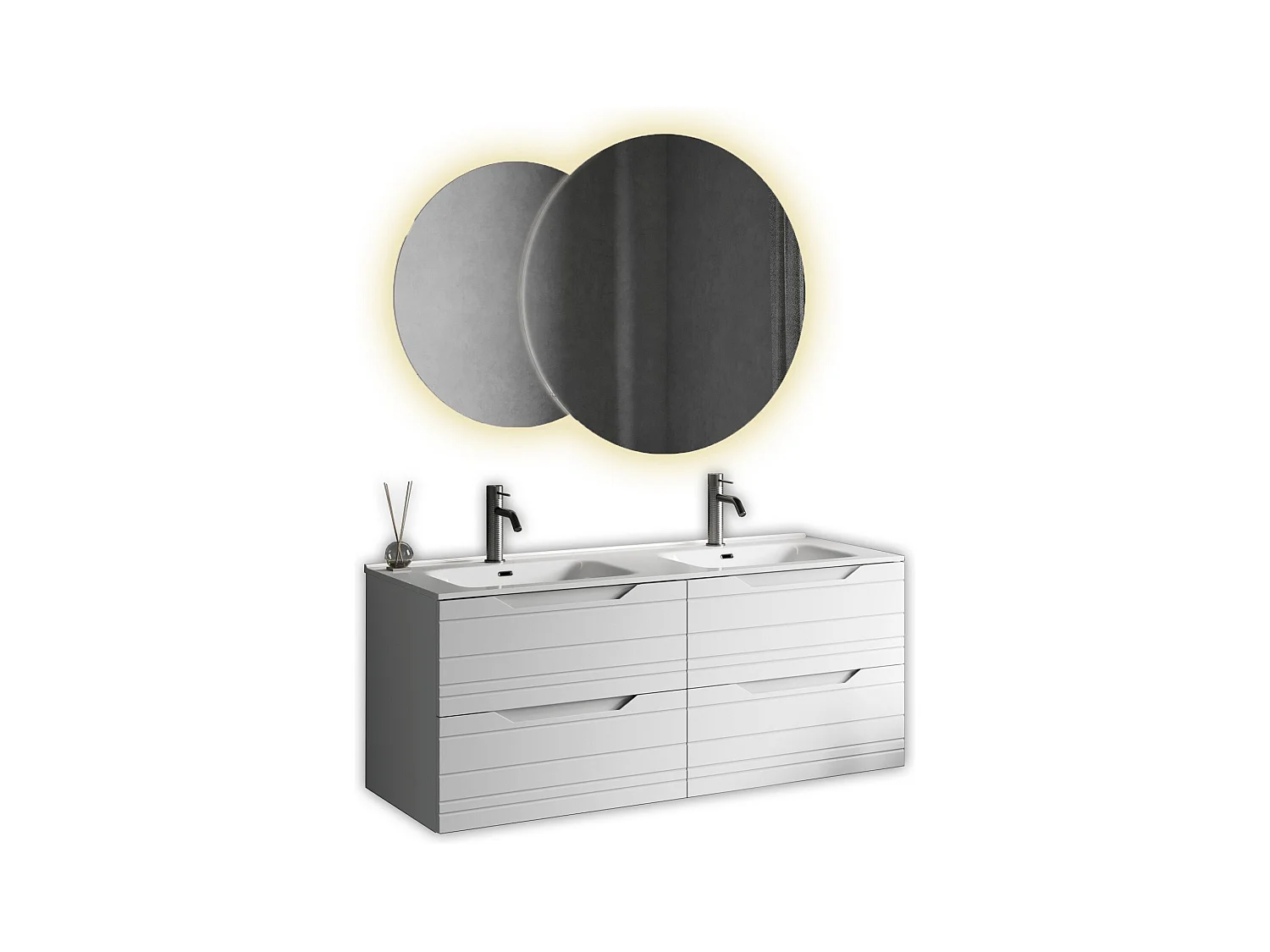 Composition double vasque SOLMIRA blanc mat