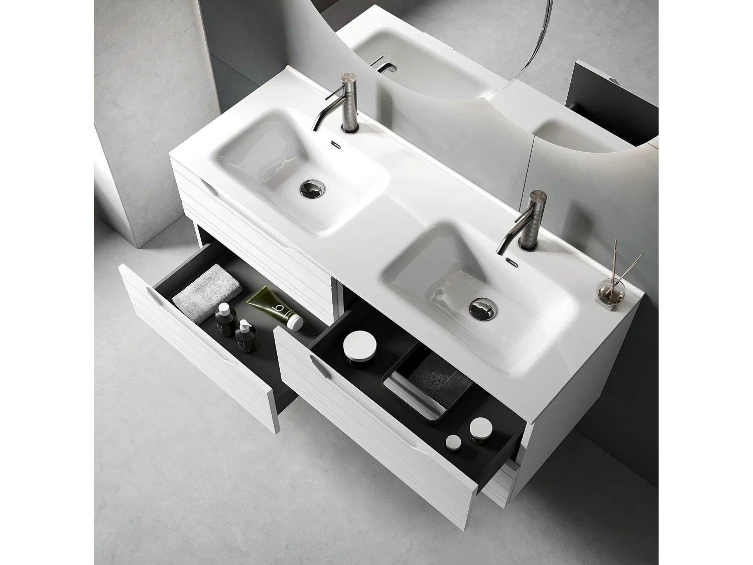 Komposition Doppelwaschbecken SOLMIRA mattweiß