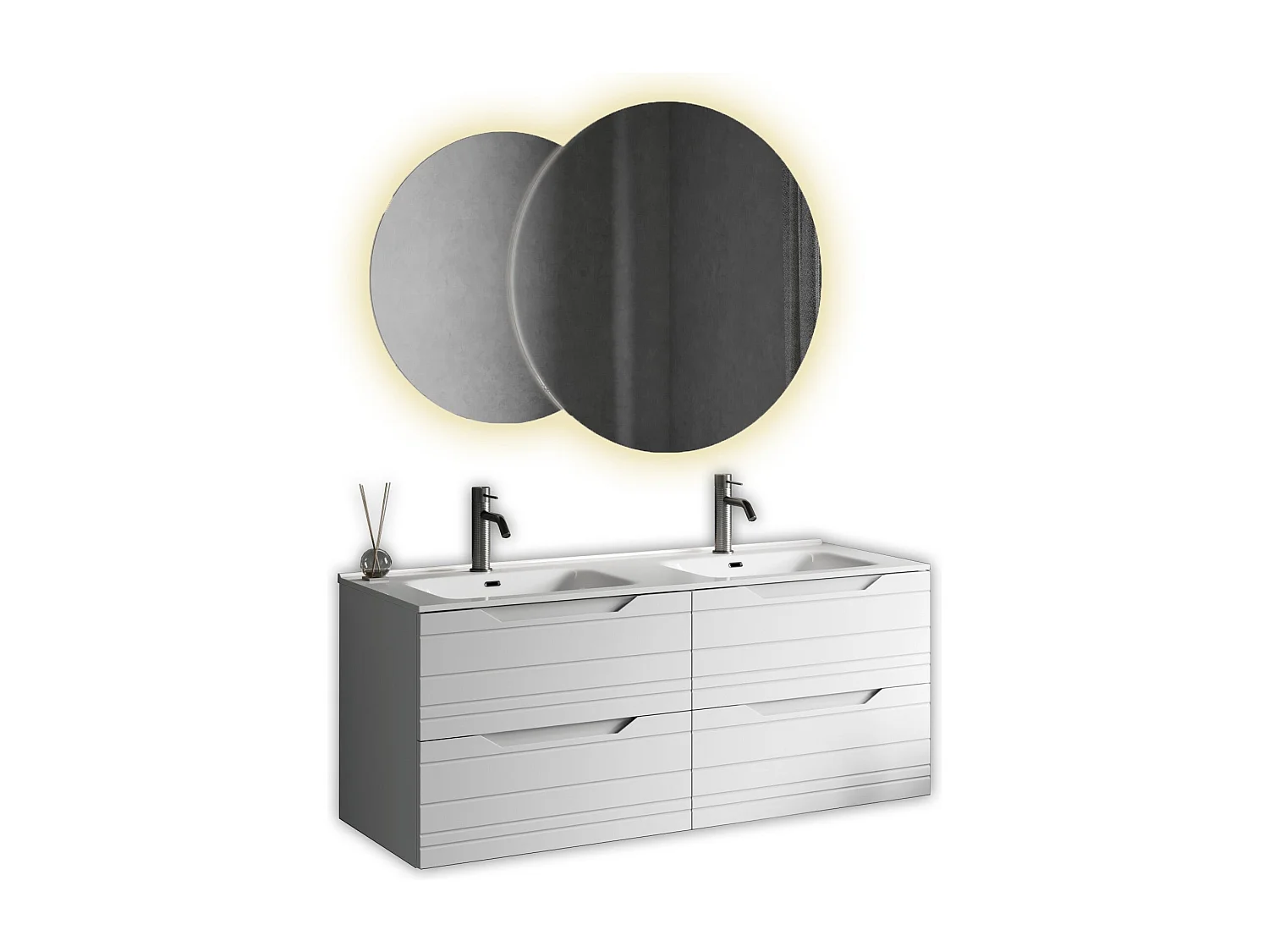 Komposition Doppelwaschbecken SOLMIRA mattweiß