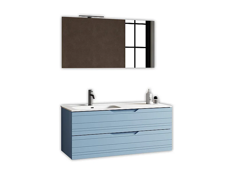 4-teiliges Set mit linker Badewanne SOLMIRA tiffanyblau