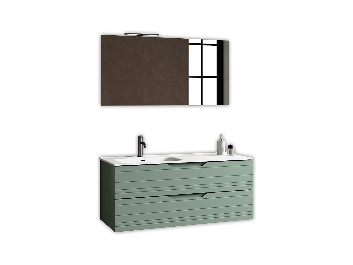 Composition vasque gauche 4 pièces SOLMIRA vert sauge