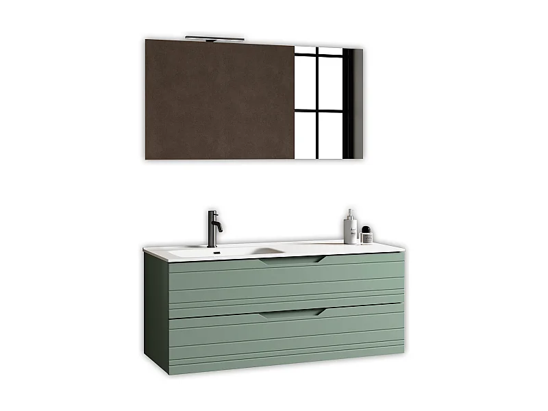 Composición lavabo izquierda 4 piezas SOLMIRA verde salvia