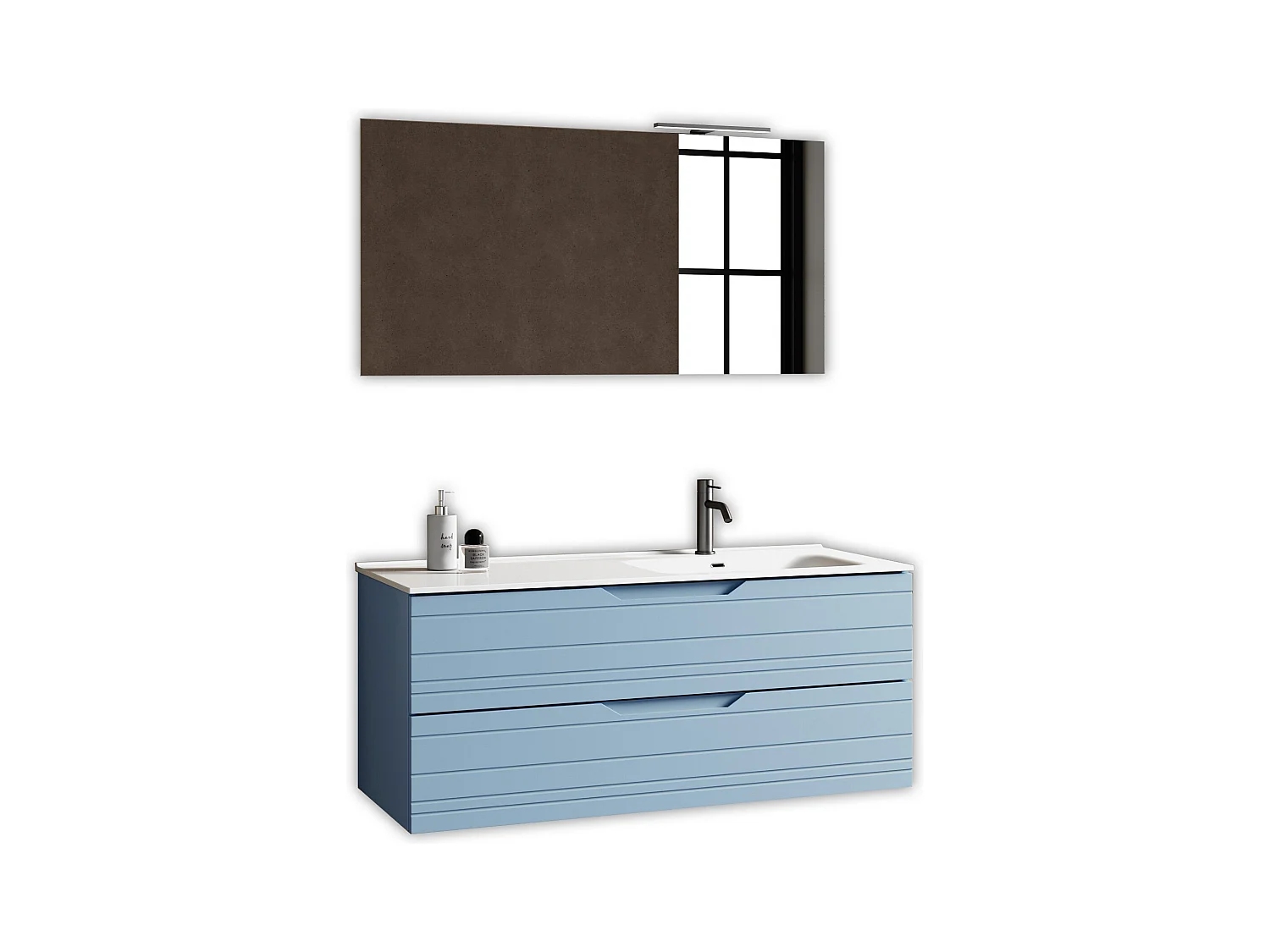 Composition vasque droite 4 pièces SOLMIRA bleu Tiffany