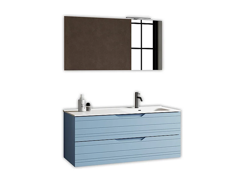 Composition vasque droite 4 pièces SOLMIRA bleu Tiffany