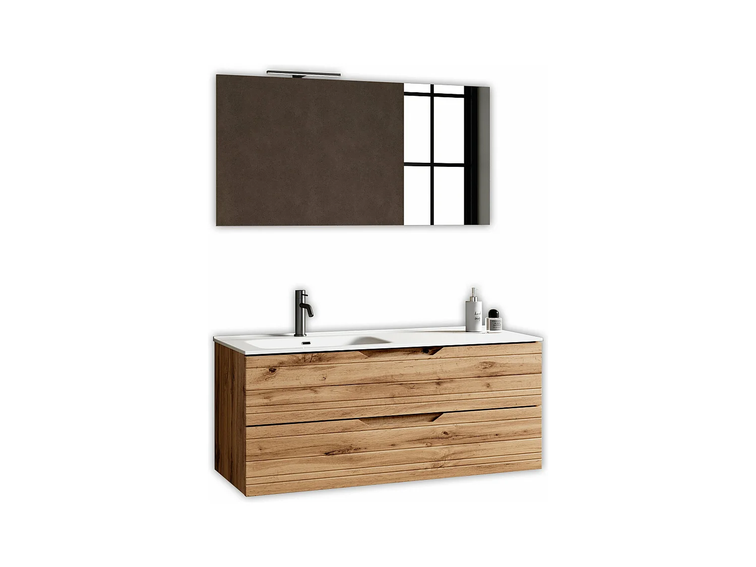 Composição de banheira esquerda 4 peças SOLMIRA carvalho