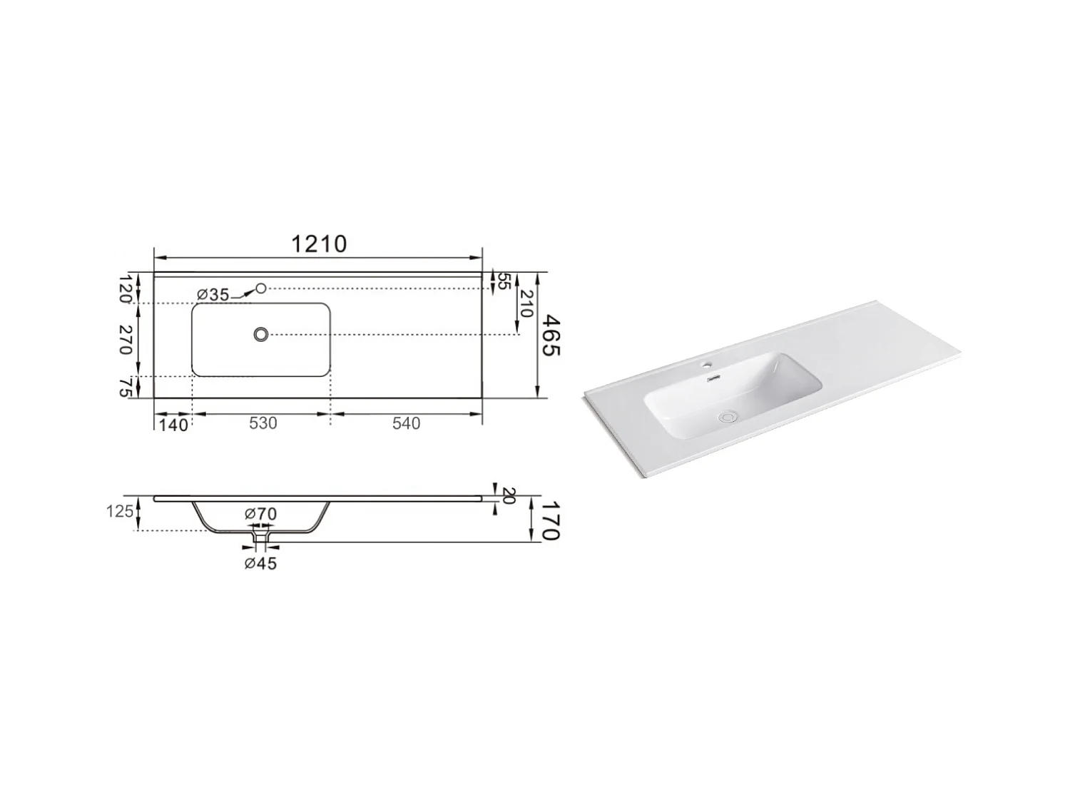 Composição de banheira esquerda 4 peças SOLMIRA carvalho