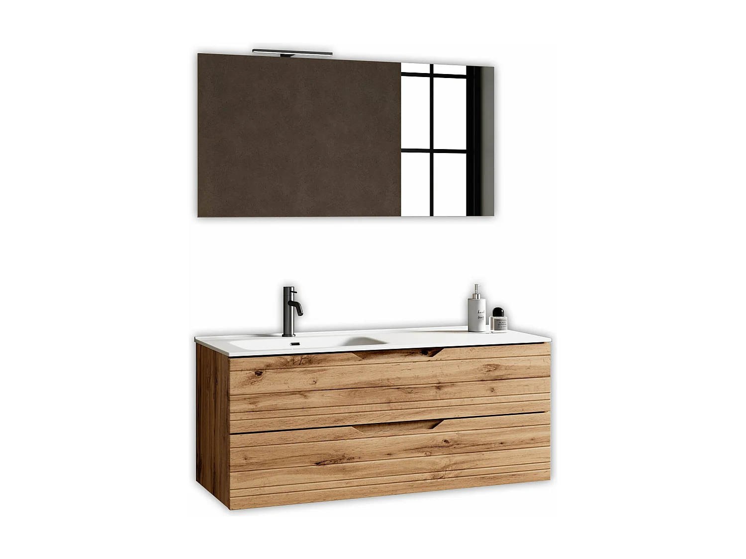 Composição de banheira esquerda 4 peças SOLMIRA carvalho