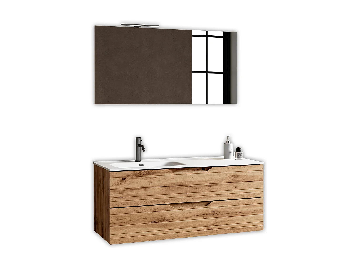 Composition vasque gauche 4 pièces SOLMIRA chêne