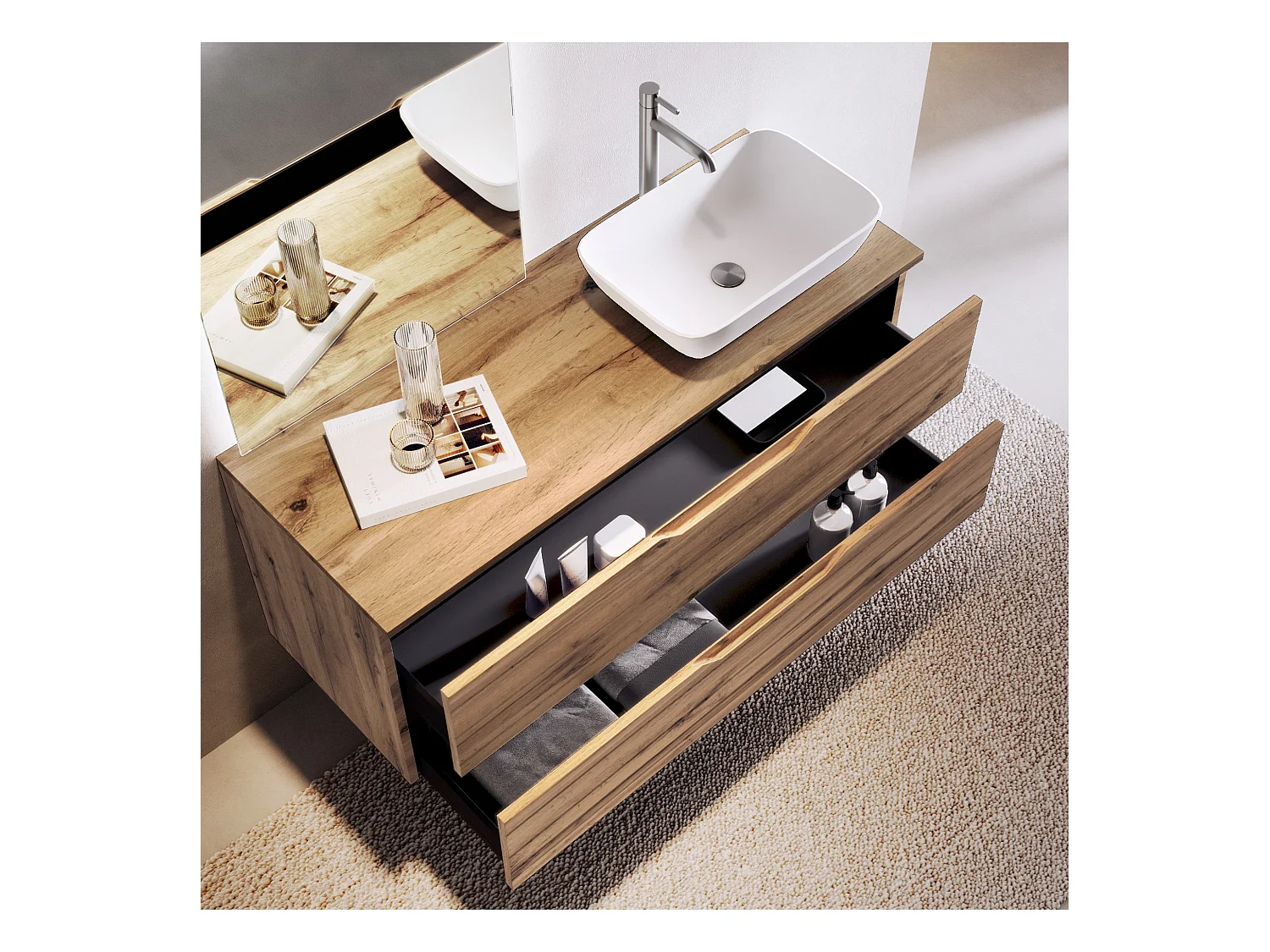 Composición de 4 piezas SOLMIRA roble nudoso