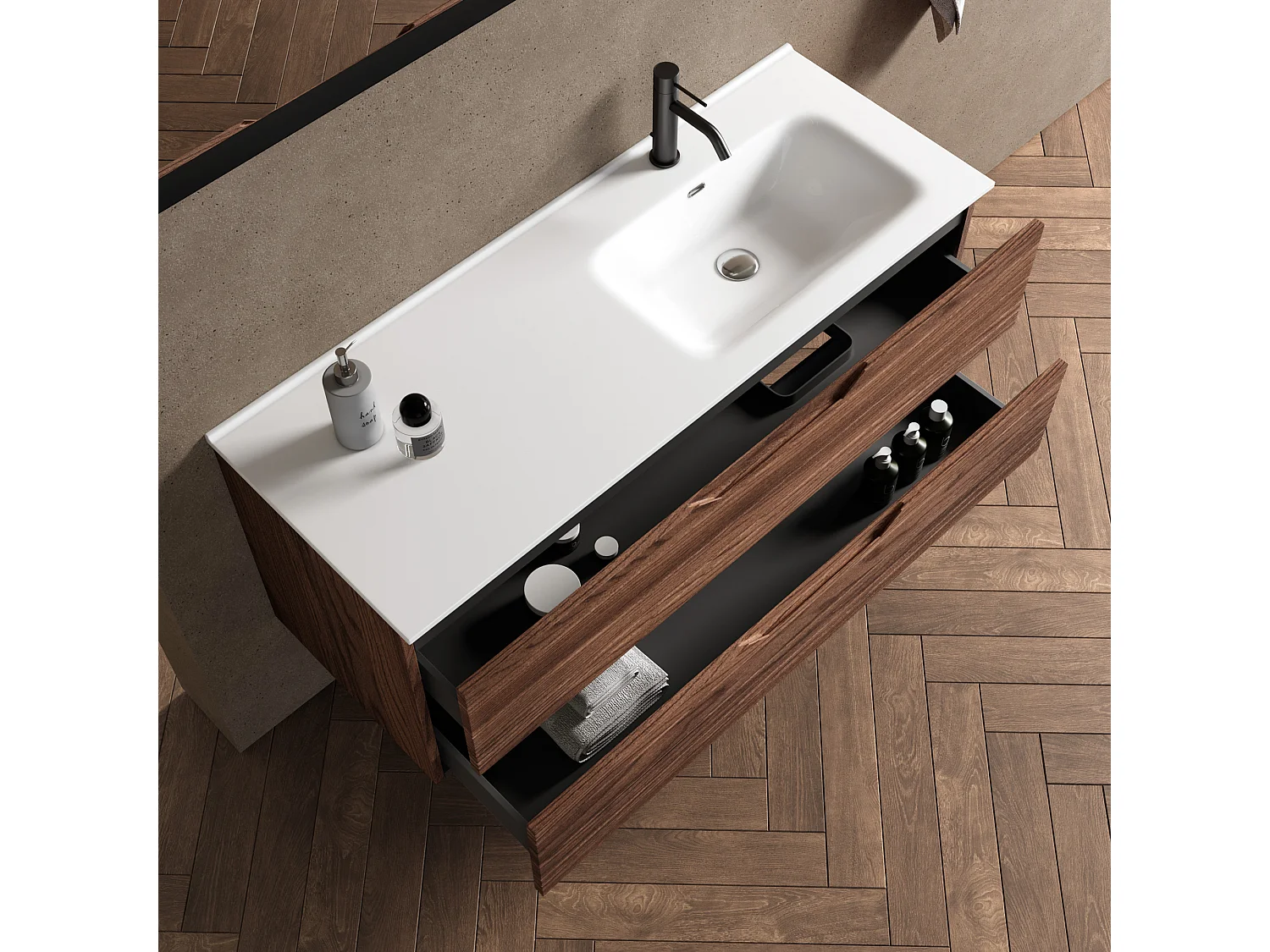 Composição de banheira direita 4 peças SOLMIRA carvalho rio