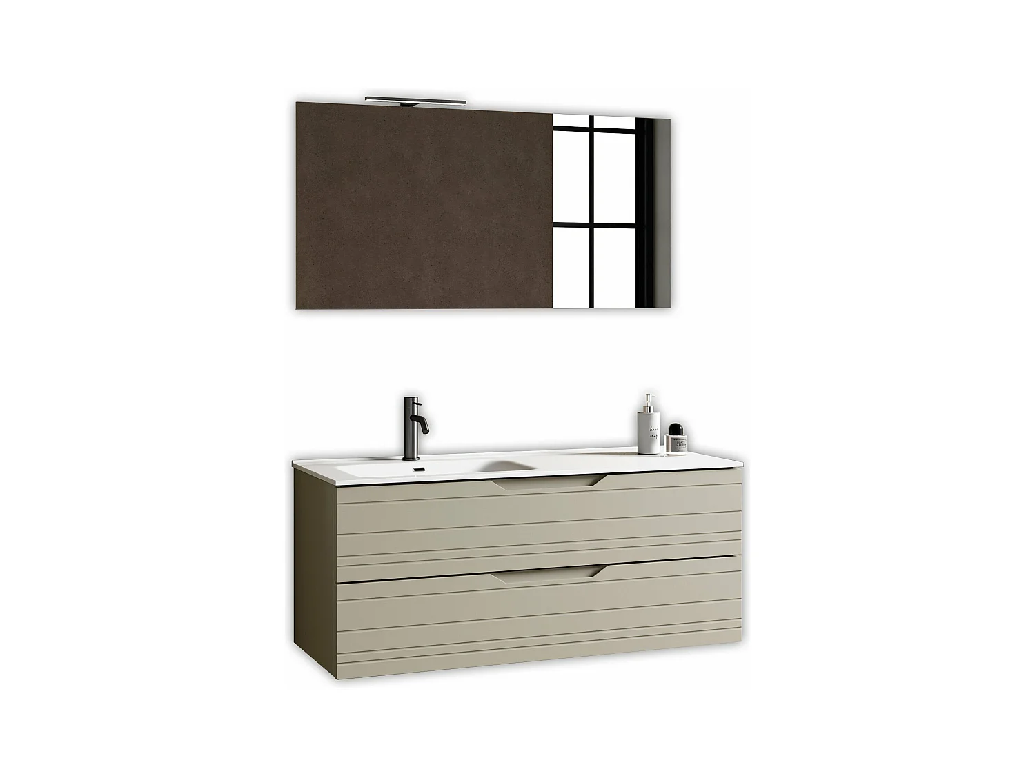 Composition vasque gauche 4 pièces SOLMIRA taupe