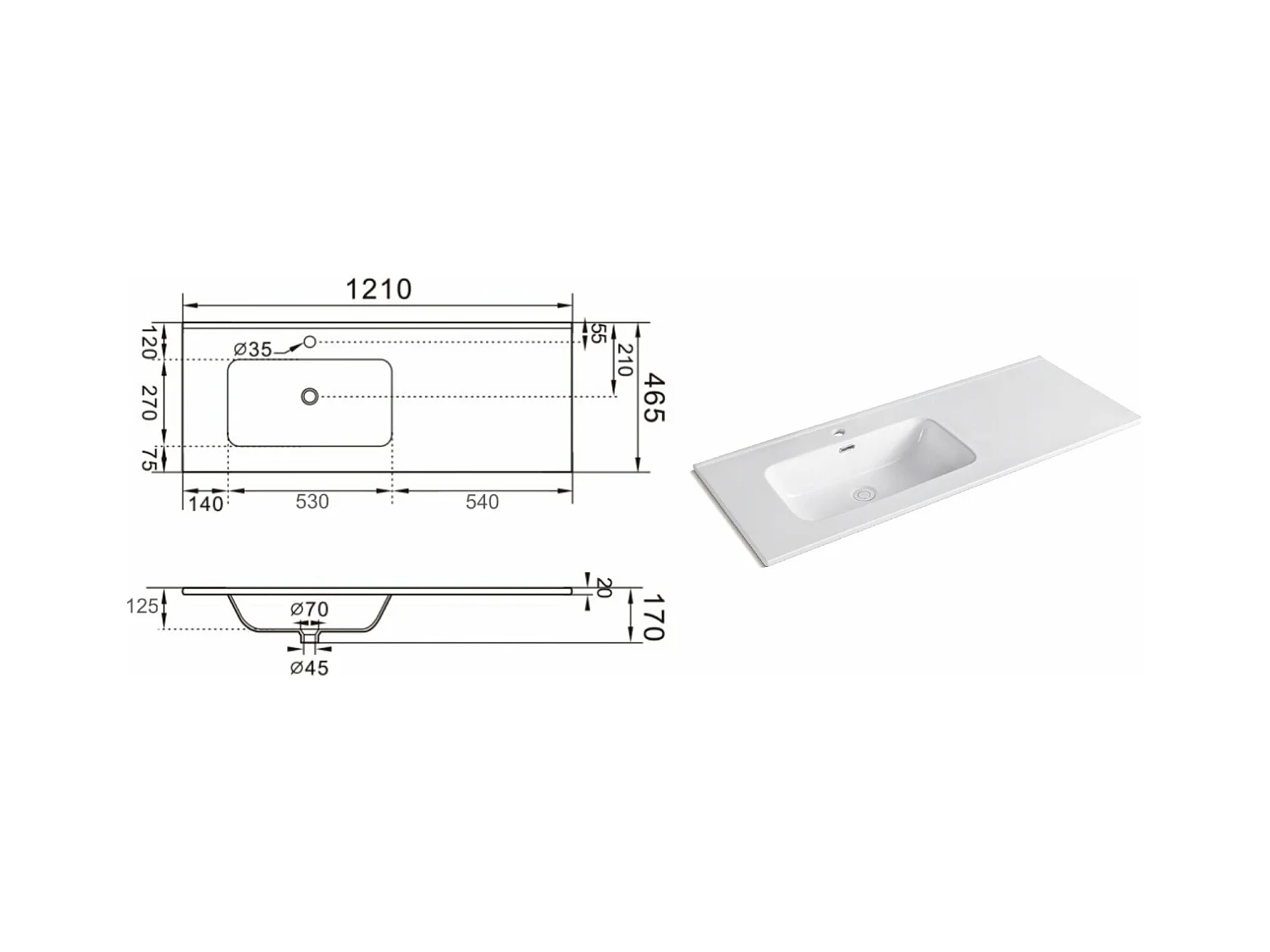 Composition vasque gauche 4 pièces SOLMIRA taupe
