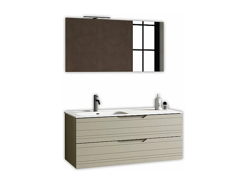 Composition vasque gauche 4 pièces SOLMIRA taupe