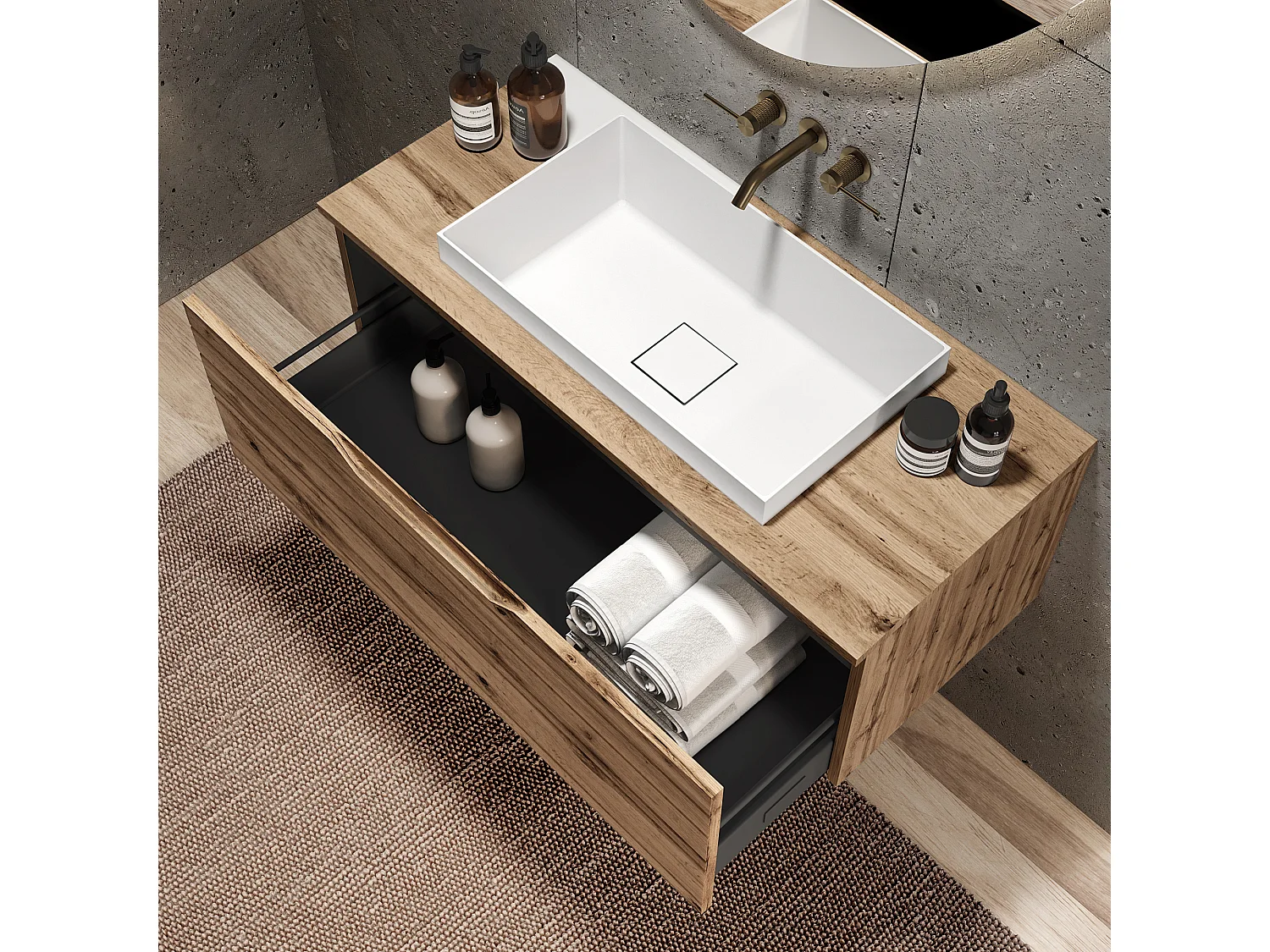 Composition 3 pièces SOLMIRA chêne