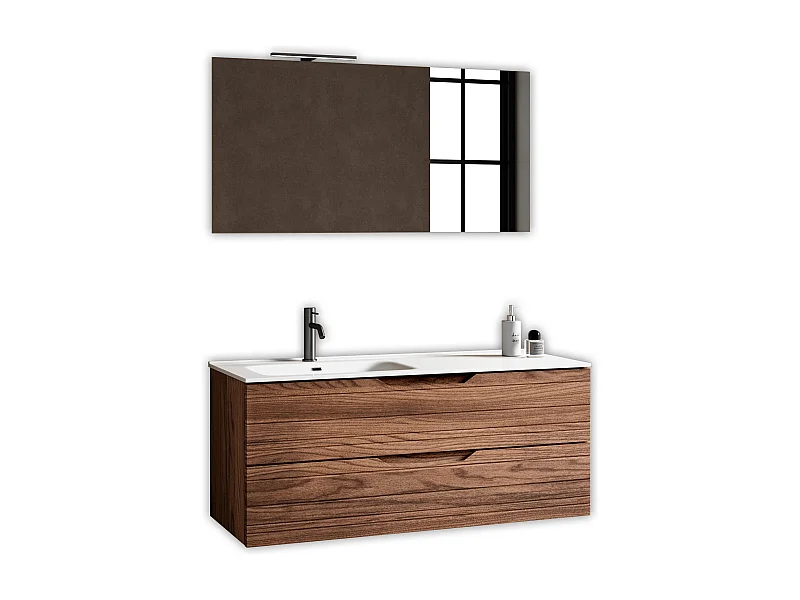 4-teiliges Set mit linker Badewanne SOLMIRA rio-eiche