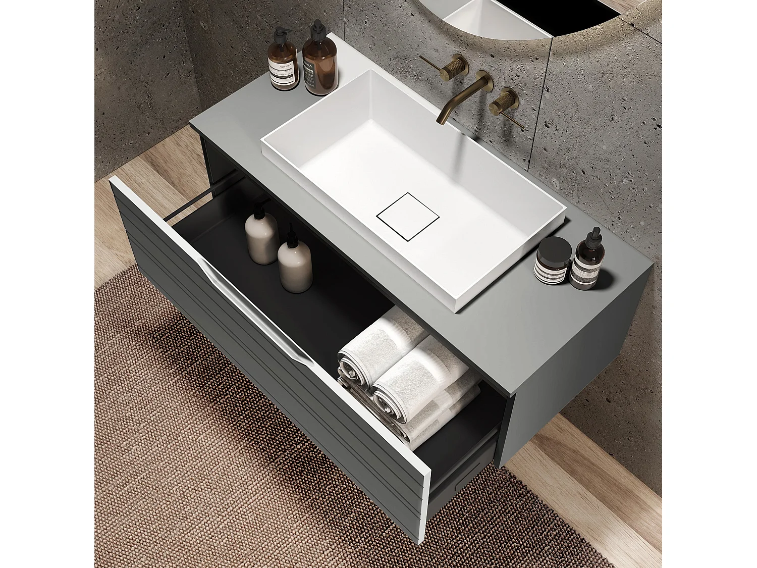 Composição 3 peças SOLMIRA cinzento