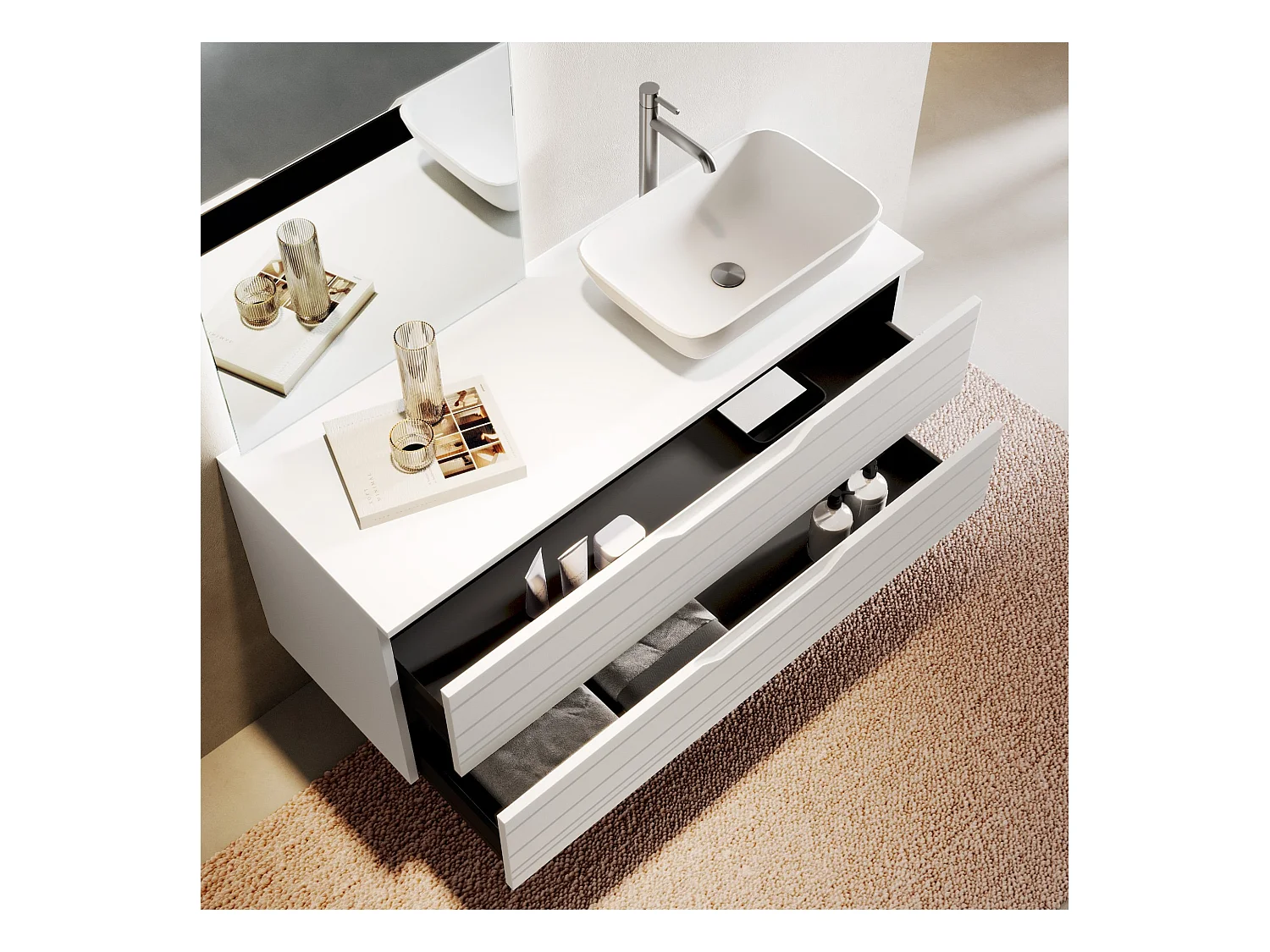 Composition 4 pièces SOLMIRA blanc mat