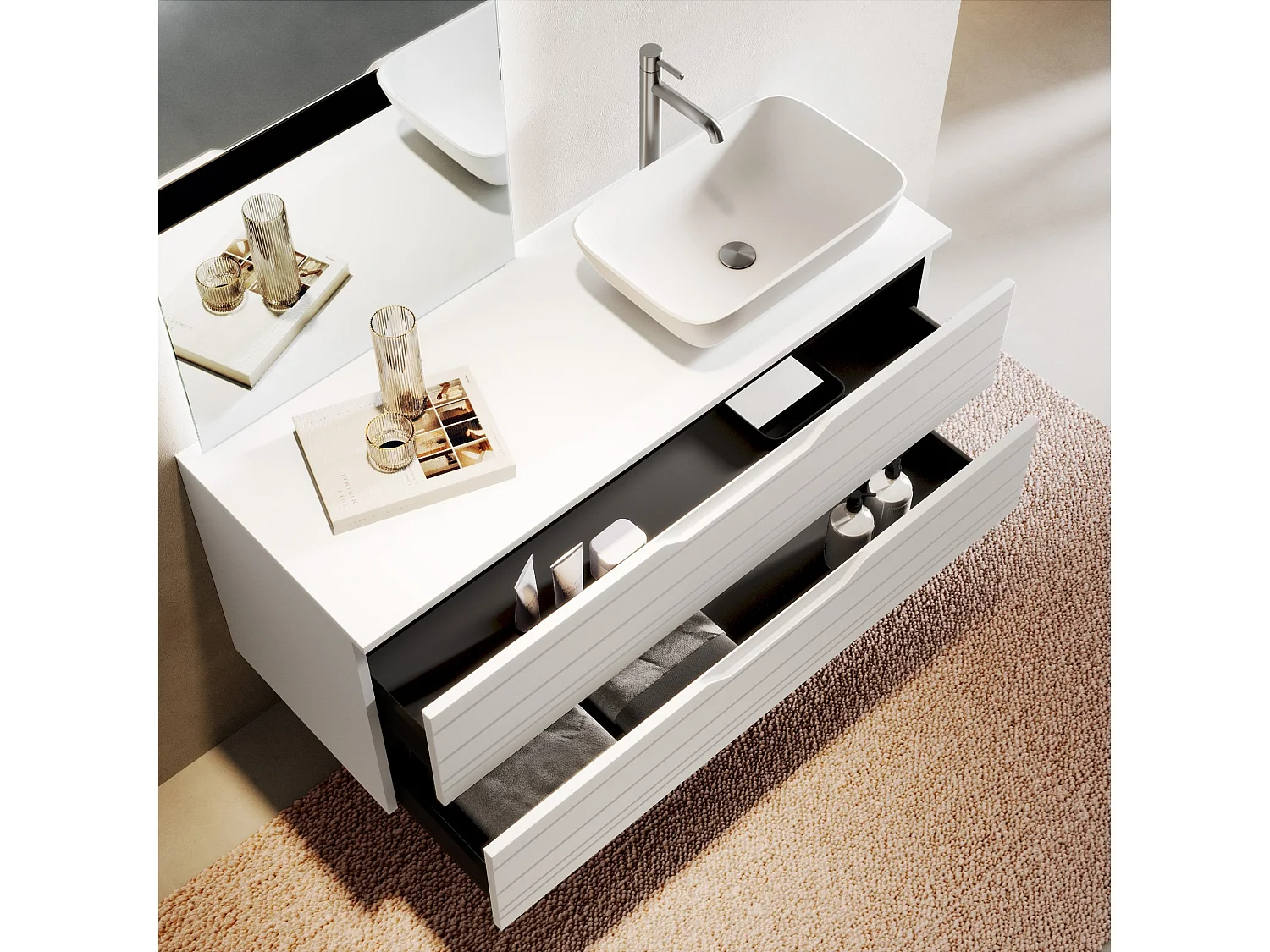 Composición de 4 piezas SOLMIRA blanco mate