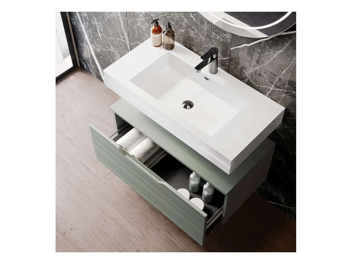 Composition 3 pièces SOLMIRA vert sauge