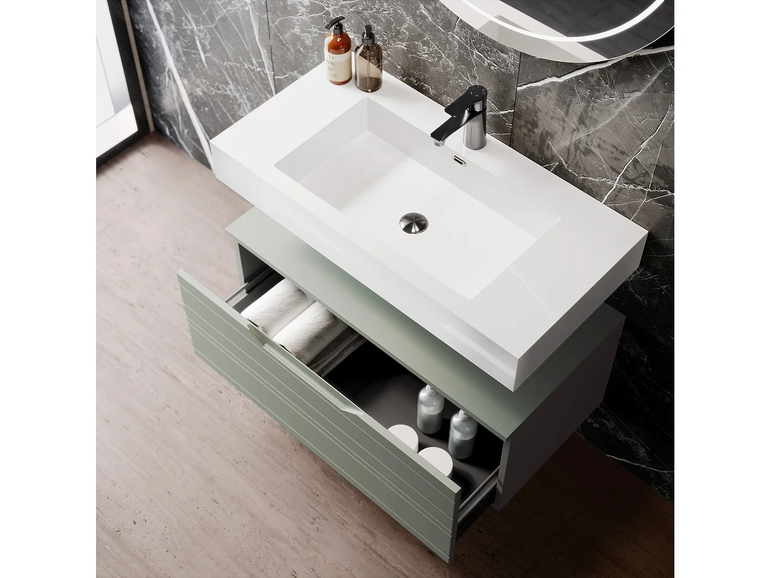 Composizione 3 pezzi SOLMIRA verde salvia