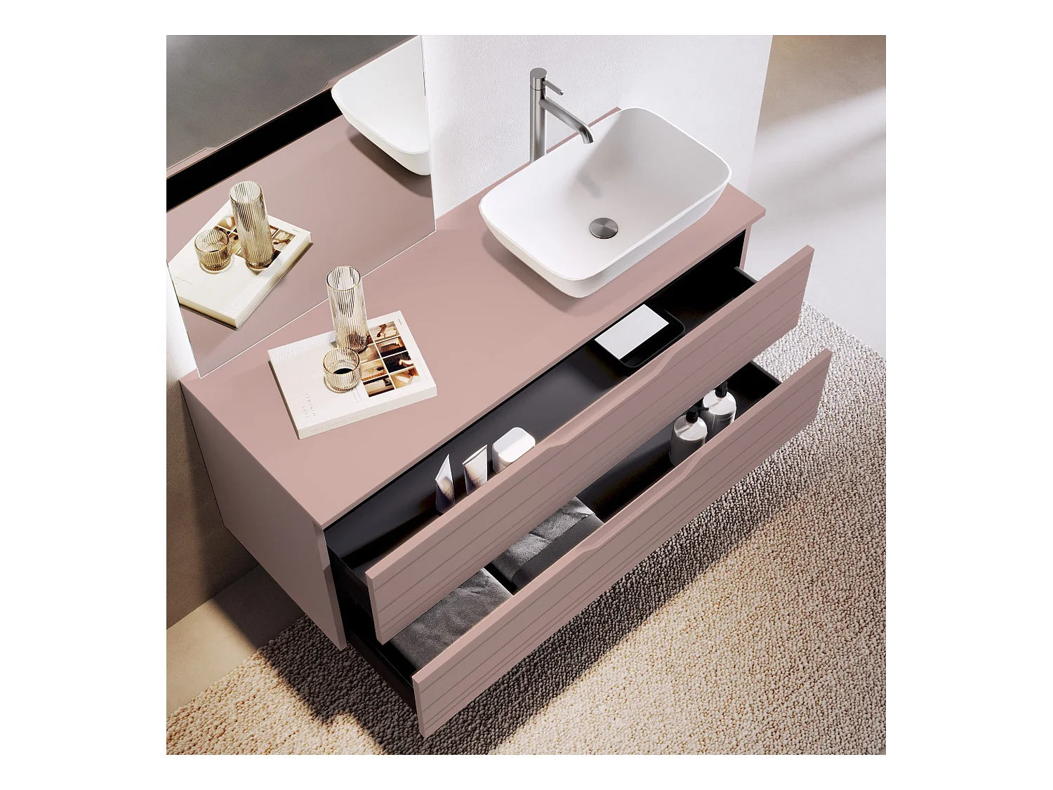 Composition 4 pièces SOLMIRA rose poudré