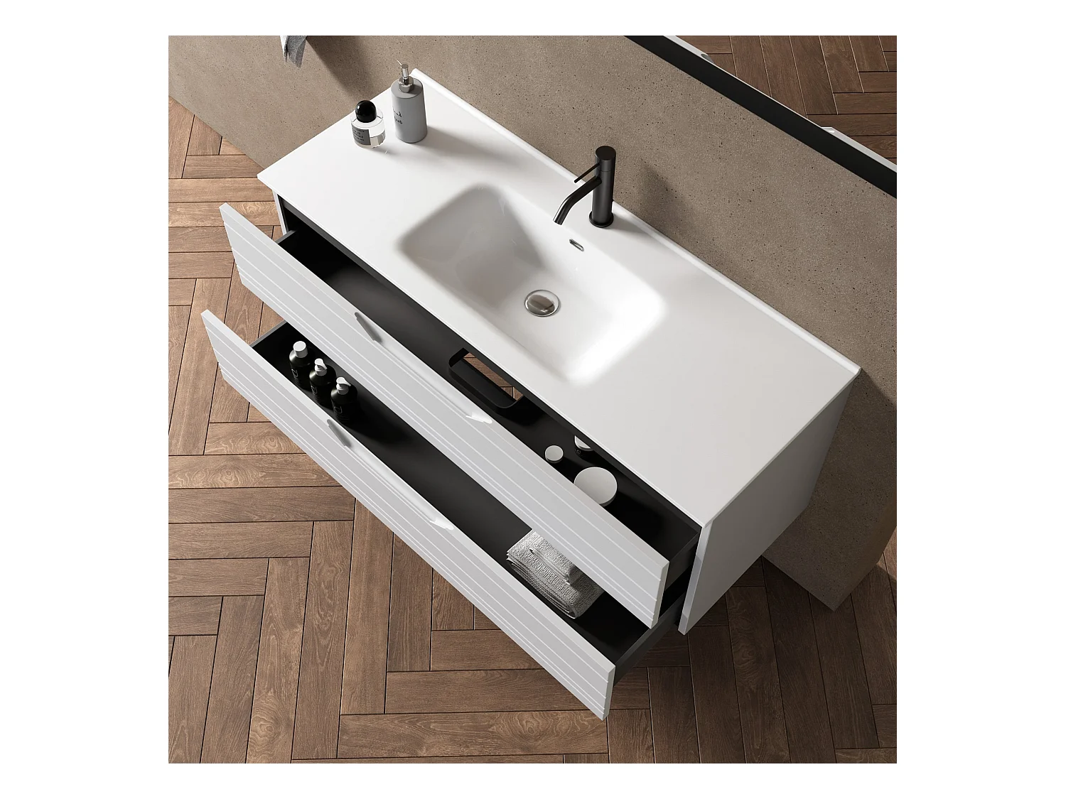 Composition 4 pièces SOLMIRA blanc mat