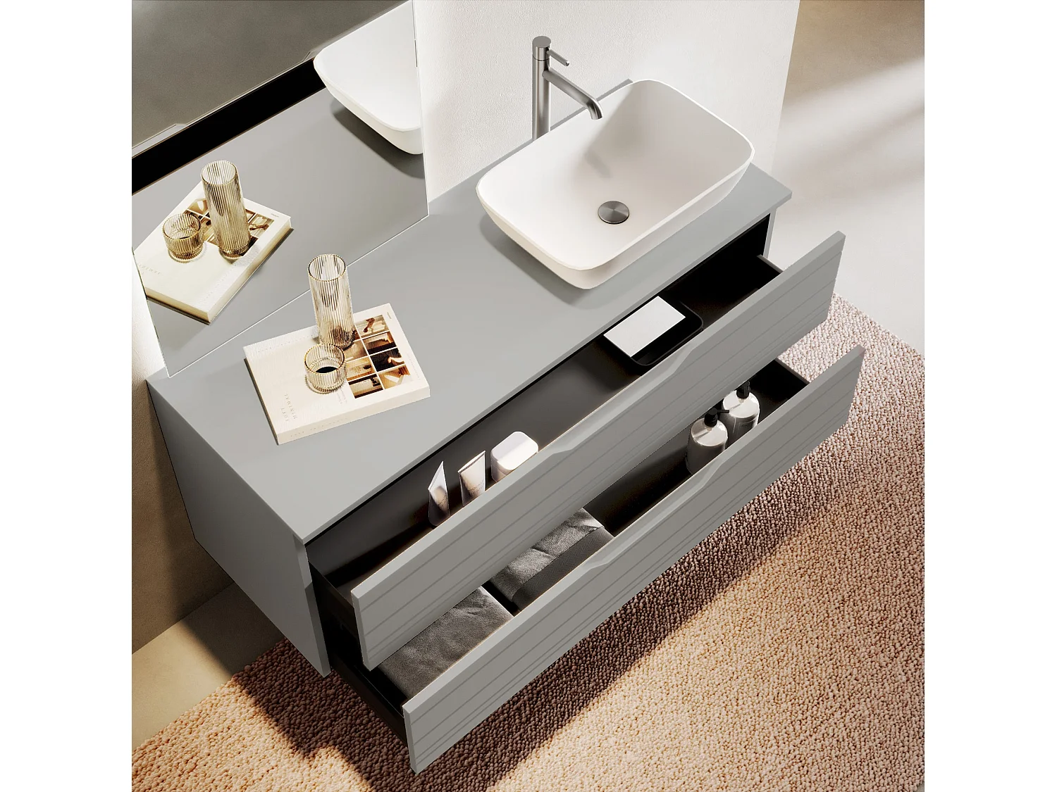 Composición de 4 piezas SOLMIRA gris mate