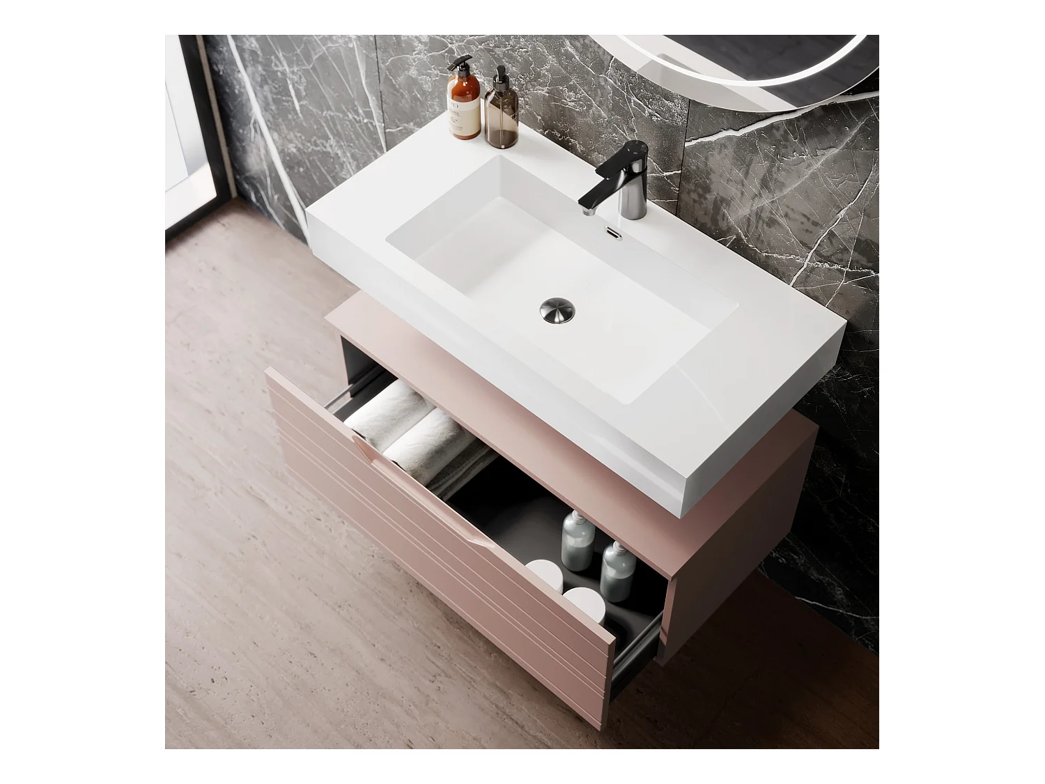 Composition 3 pièces SOLMIRA rose poudré