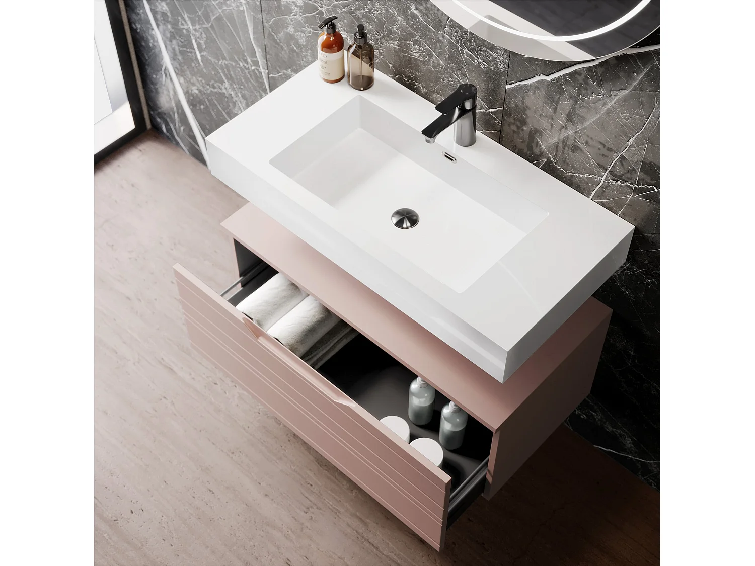 Composition 3 pièces SOLMIRA rose poudré