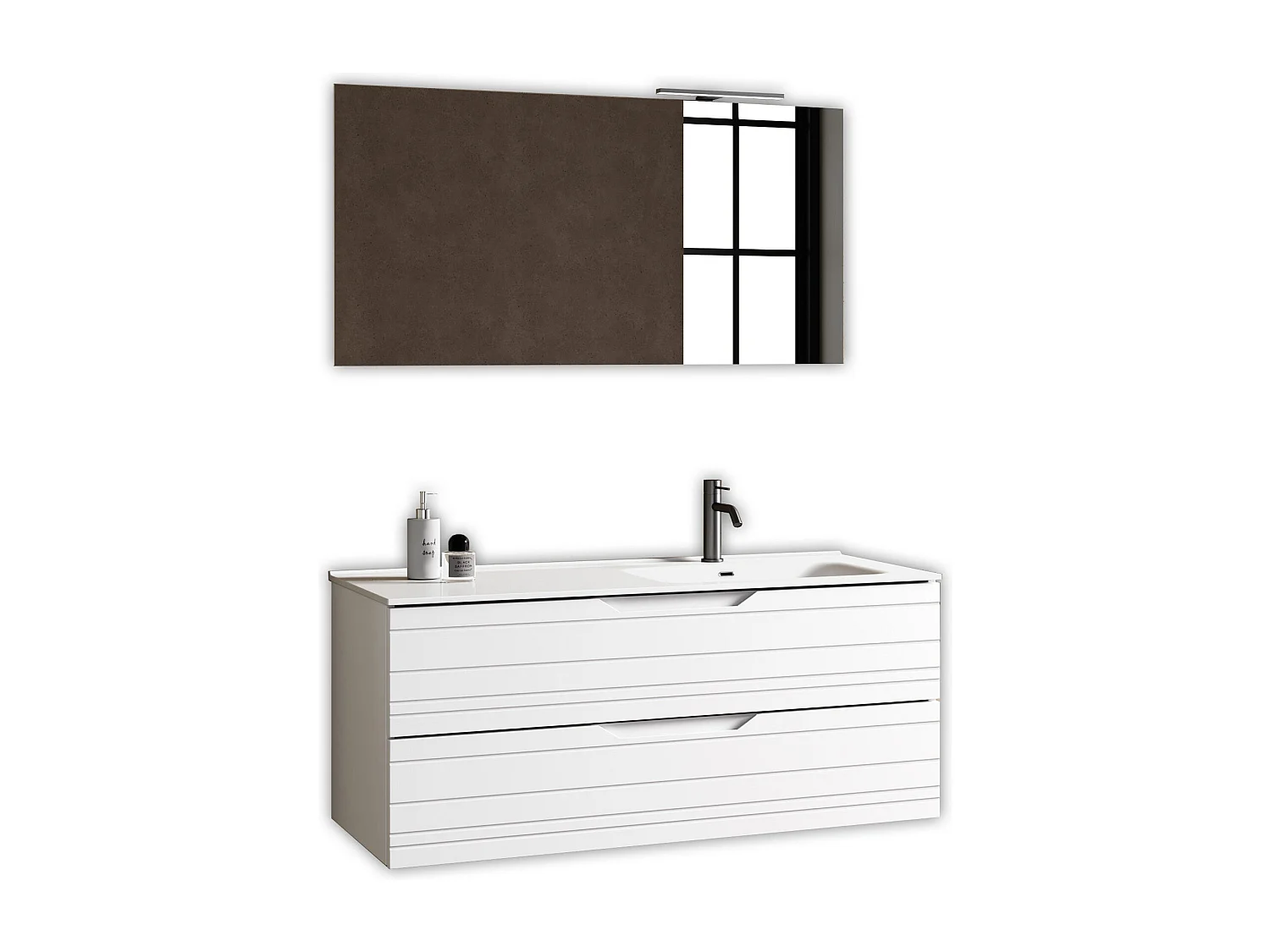 Composition vasque droite 4 pièces SOLMIRA blanc mat