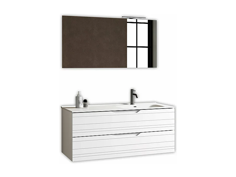 Composition vasque droite 4 pièces SOLMIRA blanc mat