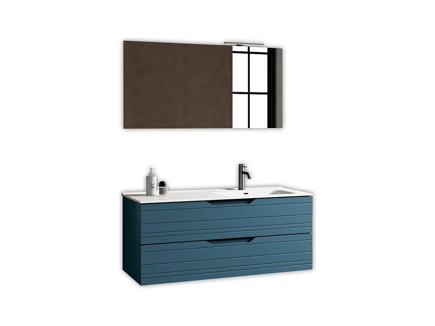 Composition vasque droite 4 pièces SOLMIRA bleu