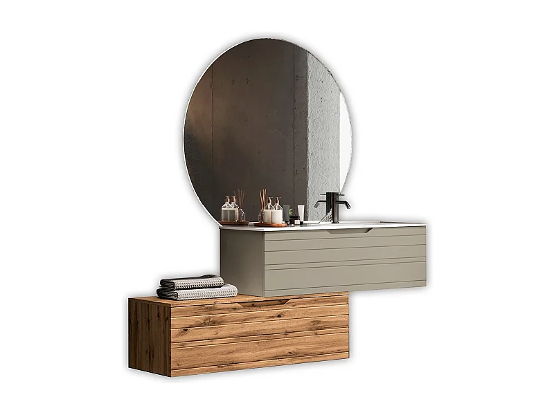 Composizione vasca DX 4 pezzi SOLMIRA tortora/quercia