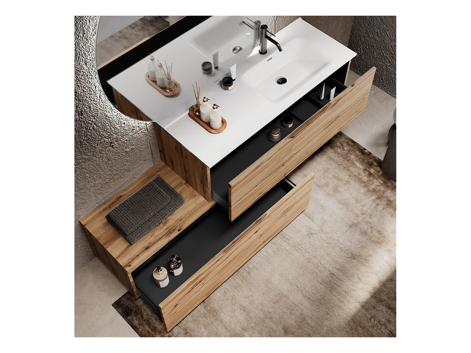 Komposition Badewanne rechts 4-teilig SOLMIRA eiche