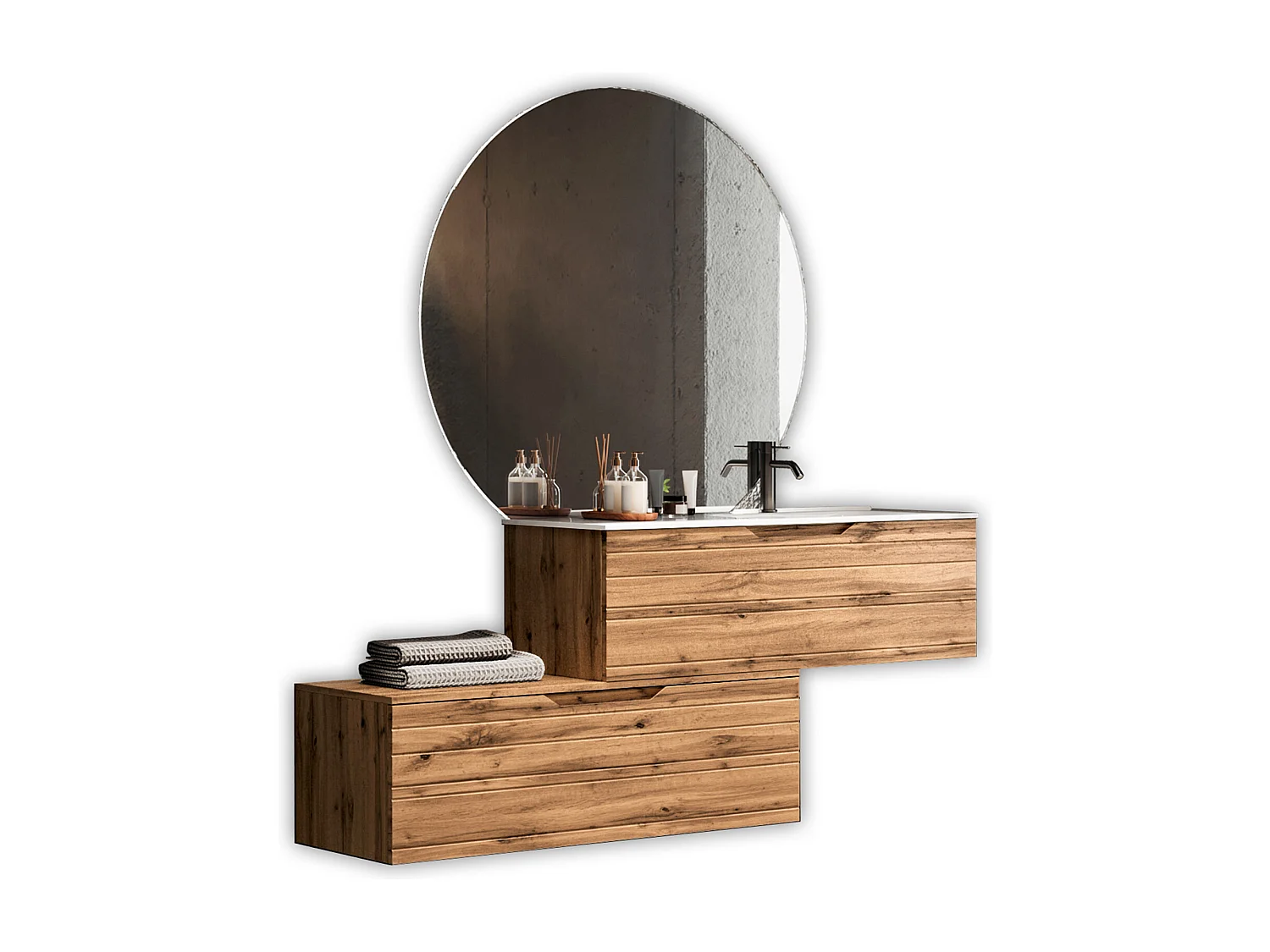 Komposition Badewanne rechts 4-teilig SOLMIRA eiche