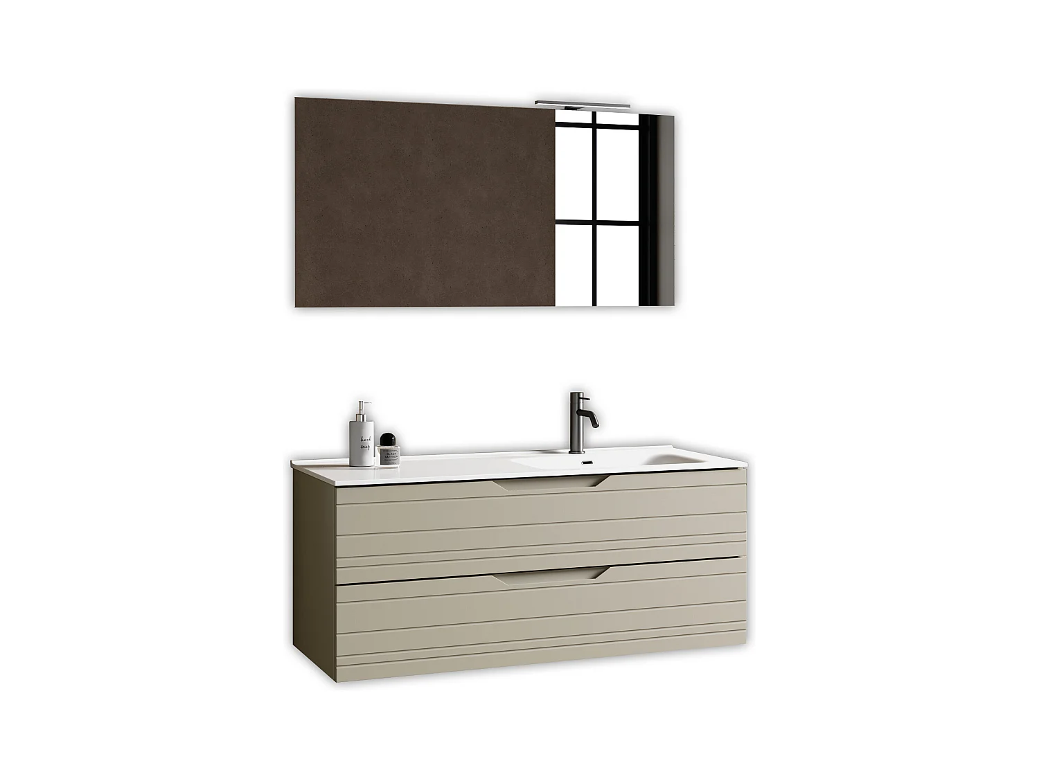 Composition vasque droite 4 pièces SOLMIRA taupe