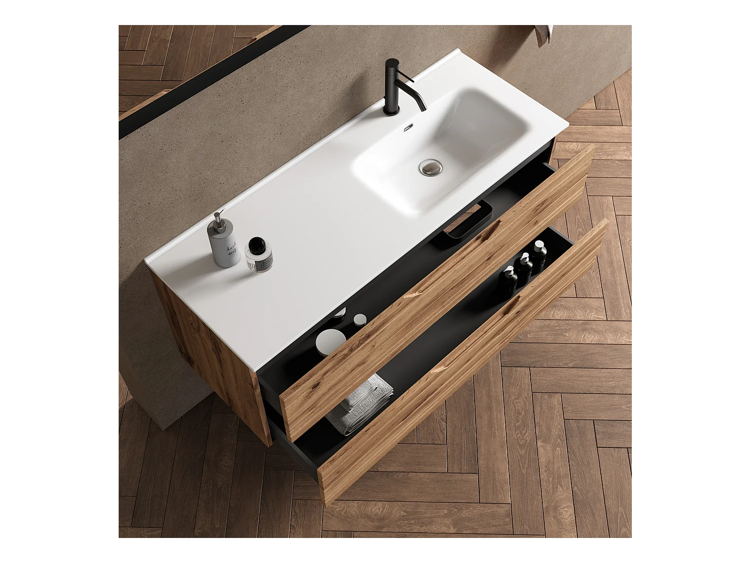 Composição de banheira direita 4 peças SOLMIRA carvalho