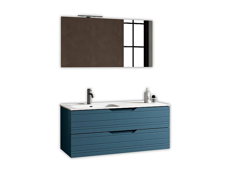 Composição de banheira esquerda 4 peças SOLMIRA azul