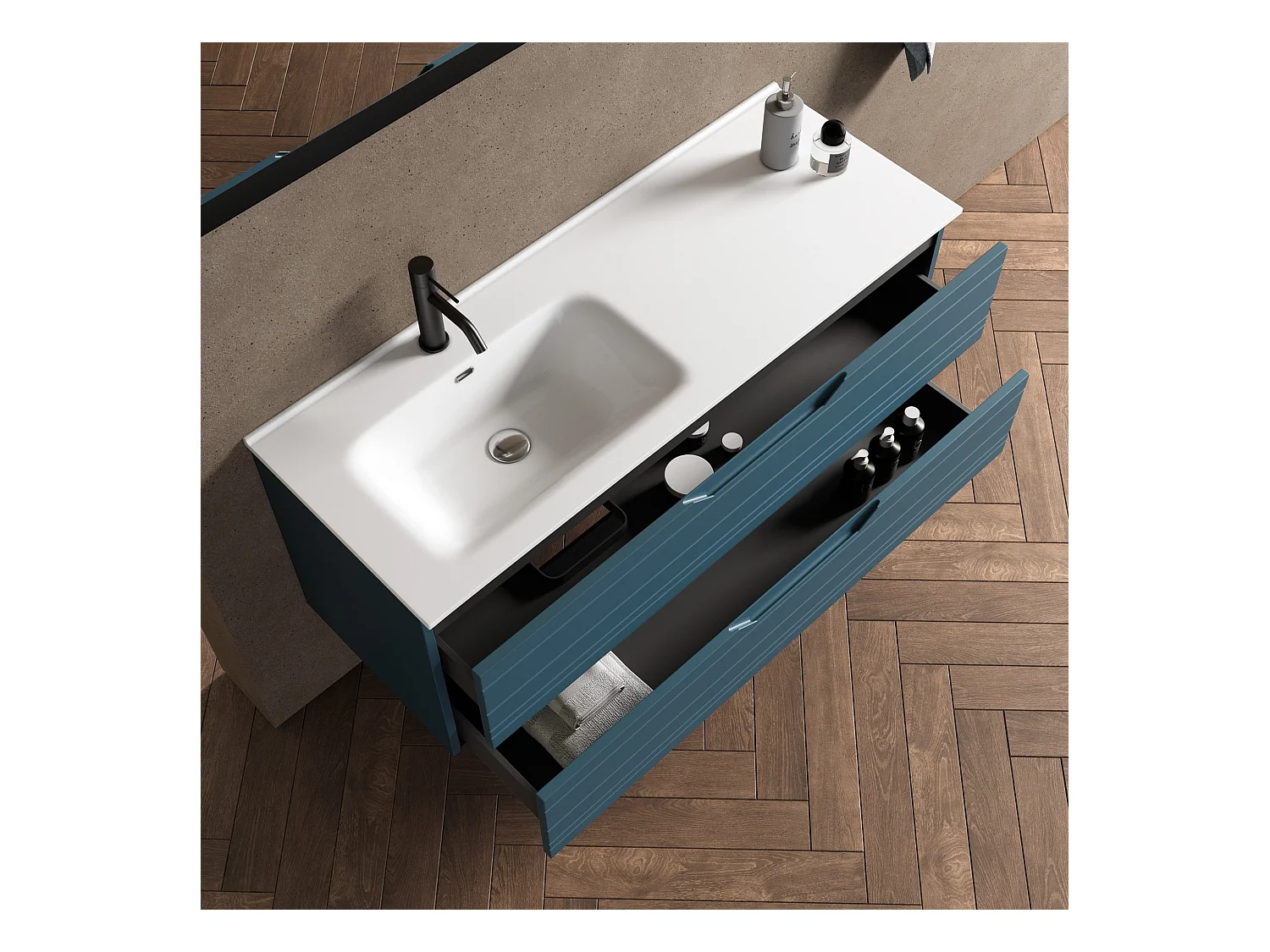 Composition vasque gauche 4 pièces SOLMIRA bleu